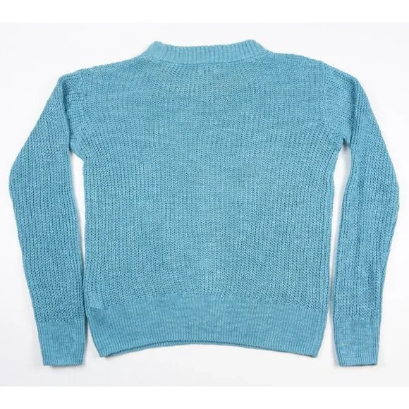 Faherty Miramar Linen Sweater Women's Small Aqua Blue Crew Neck Long Sleeve - Picture 4 of 13